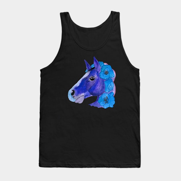 Blue watercolor horse Tank Top by deadblackpony